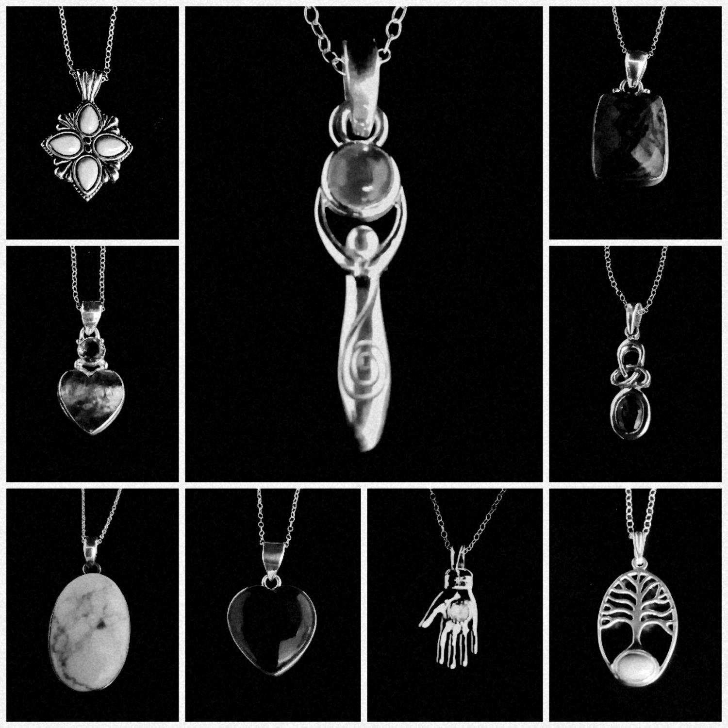 HEALING CRYSTAL NECKLACES IN 925 sterling silver Every pendant in this section comes complete with a 18" 925 sterling silver chain and box )🖤(