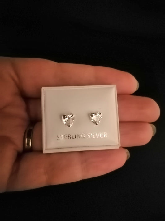 Heart Stud Earrings in 925 Sterling Silver