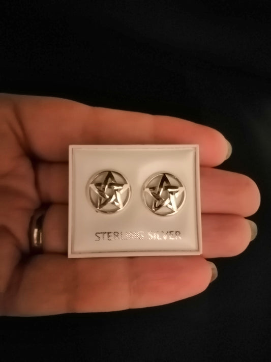 pentagram stud earrings in 925 sterling silver